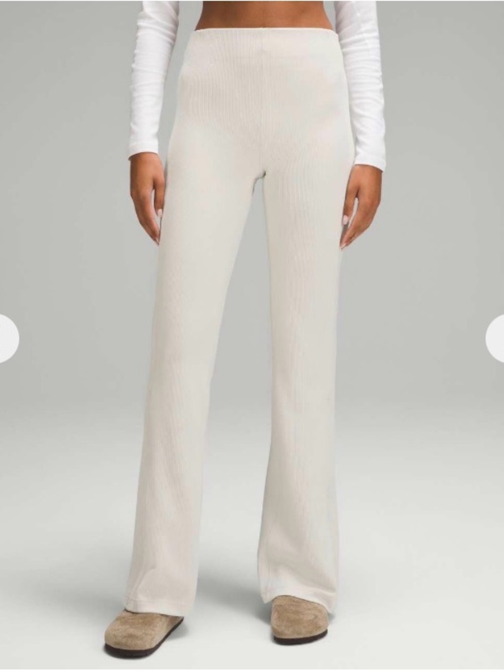 Lululemon Brushed Softstreme‎ Ribbed Wide-Leg Knit Pants Bone Size 2